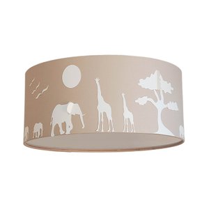 Luminária Plafon Safari Savana Cúpula Tecido 30x15cm: Cru