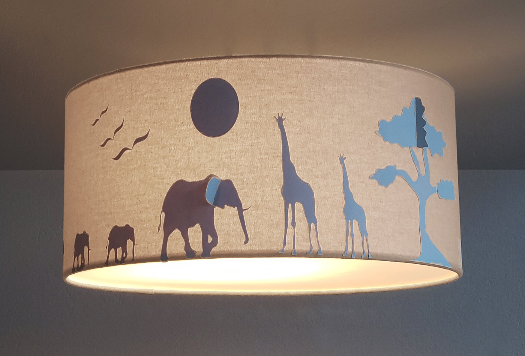 Luminária Plafon Safari Savana Cúpula Tecido 30x15cm: Cru - 2