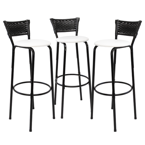 Kit 3 Cadeiras Alta 80cm para Balcão Ilha Bancada Área Gourmet Bar Piscina Banqueta Itagold