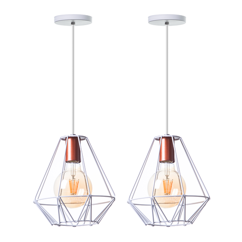 Kit 2 Pendentes Aramado Cristal 24 Cm Decorações Cor: Branco