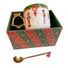 Kit Presente Natal Caneca Colher Quebra Nozes Borda Dourada - 2