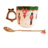 Kit Presente Natal Caneca Colher Quebra Nozes Borda Dourada - 1