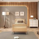 Ver imagem 5 de Cama Solteiro Lift em Madeira Maciça com Rattan Casatema MadeiraOriginals Bege/Branco/Marrom