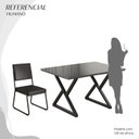 Ver imagem 5 de Conjunto Sala de Jantar Mesa 120x90cm Base Império Tampo MDF Laca com Vidro Napoli Preto