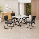 Ver imagem 1 de Conjunto Sala de Jantar Mesa 120x90cm Base Império Tampo MDF Laca com Vidro Napoli Preto