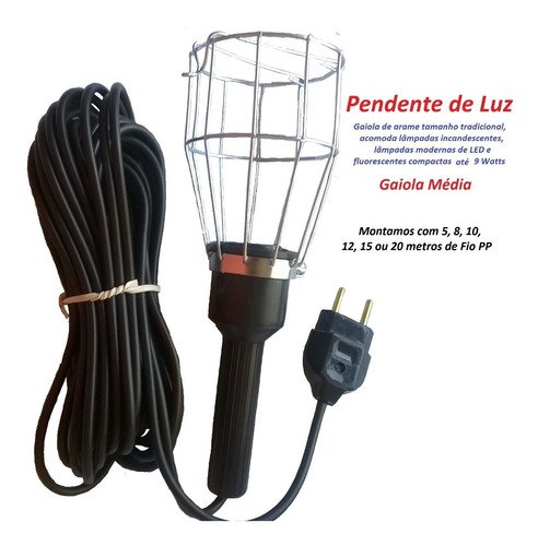 Kit 10 Pendente Luz Gaiola Arame 110/220 Volts 10 Mts.fio Pp - 4