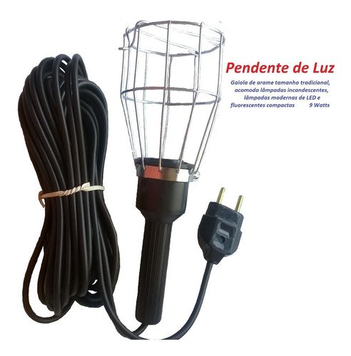 Kit 10 Pendente Luz Gaiola Arame 110/220 Volts 10 Mts.fio Pp - 2