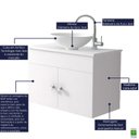 Ver imagem 6 de Gabinete Armário para Banheiro com Pia Cuba 60cm Balcão Suspenso