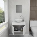 Ver imagem 2 de Gabinete Armário para Banheiro com Pia Cuba 60cm Balcão Suspenso