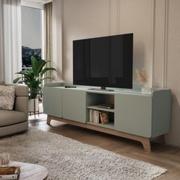 Rack para Tv até 75'' com 3 Portas 200cm John - Verde - 2