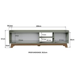 Rack para Tv até 75'' com 3 Portas 200cm John - Verde - 3