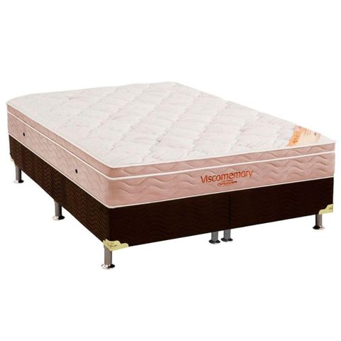 Conjunto Box King: Colchão Espuma Ortobom Viscomemory + Base Crc Suede Brown (186x198)