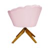Poltrona Decorativa Pétala Pés Madeira Giratório Suede Rosa Bebê - DS Estofados - 4