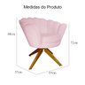 Poltrona Decorativa Pétala Pés Madeira Giratório Suede Rosa Bebê - DS Estofados - 5
