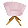 Poltrona Decorativa Pétala Pés Madeira Giratório Suede Rosa Bebê - DS Estofados - 1