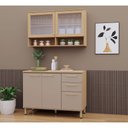 Ver imagem 1 de Cozinha Compacta 100 Mdf 2 Peças com Tampo e Vidro Canelado 120cm Duna Luciane Móveis