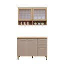 Ver imagem 2 de Cozinha Compacta 100 Mdf 2 Peças com Tampo e Vidro Canelado 120cm Duna Luciane Móveis