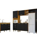 Ver imagem 2 de Cozinha Completa Modulada 6 Peças sem Tampo Preta Carvalho Americano Íris