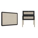 Ver imagem 2 de Conjunto Cabeceira Solteiro 90cm e Mesa de Cabeceira 2 Gavetas Pé Metal Palhinha Oslo Preto