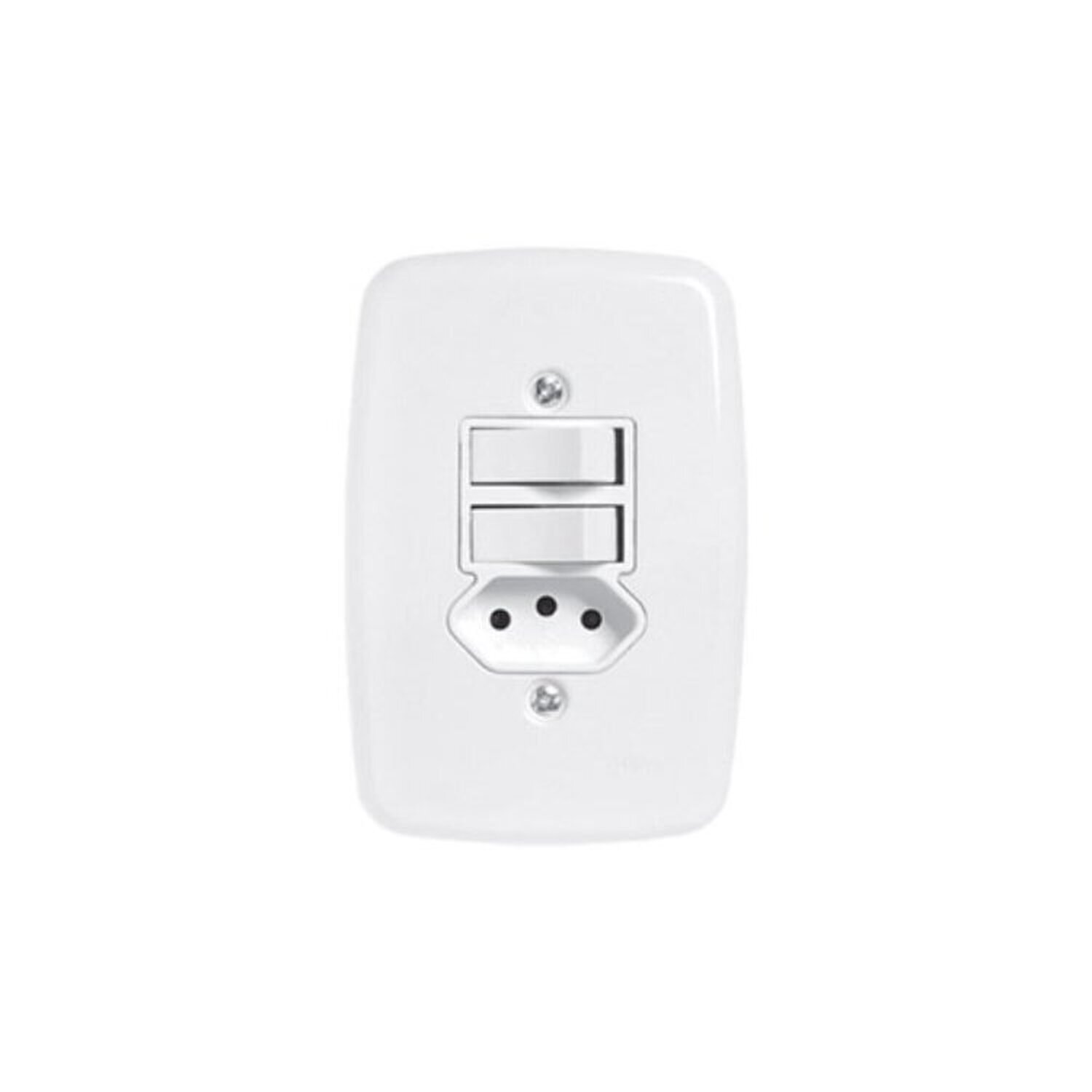 Conjunto de 5 Interruptores de 2 Teclas Simples e Tomada 2p+t 20a , com Placa 4x2 - 2