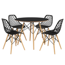 Ver imagem 1 de Conjunto Mesa Eames Preta 90cm com 4 Cadeiras Kaila para Sala de Jantar