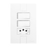 Conjunto de 5 Interruptores de 2 Teclas Simples e Tomada 2p+t 20a , Modular, com Placa 4x2 - 2