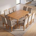 Ver imagem 3 de Conjunto Mesa 160x90 com 10 Cadeiras Blend Pés Madeira Maciça Sala de Jantar Premium Moderna - Bege