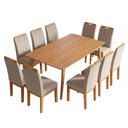Ver imagem 1 de Conjunto Mesa 160x90 com 10 Cadeiras Blend Pés Madeira Maciça Sala de Jantar Premium Moderna - Bege