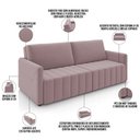 Ver imagem 4 de Sofá Cama Retrátil para Sala de Estar 220cm Porthos M03 Veludo Rosê - Lyam Decor