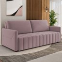 Ver imagem 2 de Sofá Cama Retrátil para Sala de Estar 220cm Porthos M03 Veludo Rosê - Lyam Decor