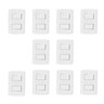 Conjunto de 10 Interruptores de 2 Teclas Simples, Modular, com Placa 4x2 e Suporte - 1