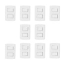 Ver imagem 1 de Conjunto de 10 Interruptores de 2 Teclas Simples, Modular, com Placa 4x2 e Suporte