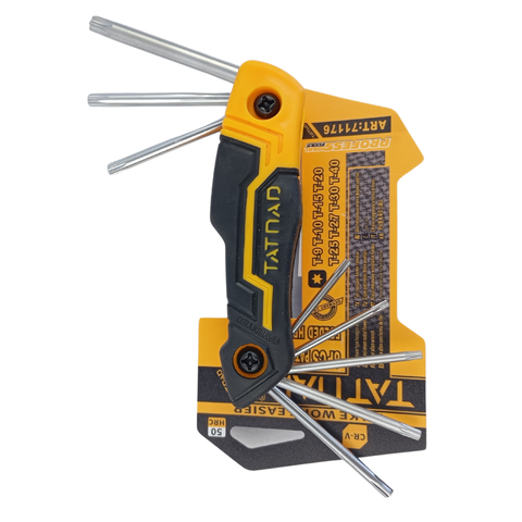 Jogo de Chaves Torx T9 a T40 Furo Guia Tipo Canivete Dobrável Compacto, Resistente e Versátil