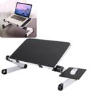 Ver imagem 1 de MESA NOTEBOOK DOBRAVEL ALUMINIO MULTIFUNCIONAL SUPORTE AJUSTAVEL ARTICULAVEL 360° MOUSEPAD PORTATIL 