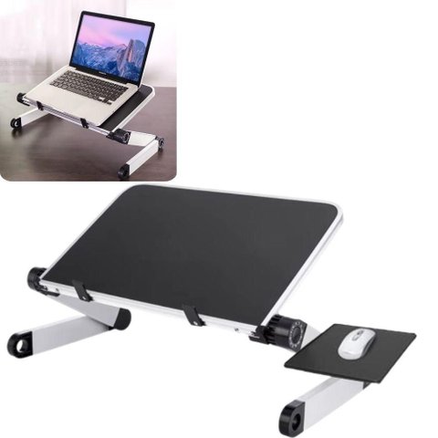 MESA NOTEBOOK DOBRAVEL ALUMINIO MULTIFUNCIONAL SUPORTE AJUSTAVEL ARTICULAVEL 360° MOUSEPAD PORTATIL