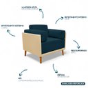 Ver imagem 6 de Poltrona Decorativa para Sala Recepção Consultório Isadora Corino Bege e Suede Azul Marinho