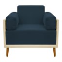 Ver imagem 7 de Poltrona Decorativa para Sala Recepção Consultório Isadora Corino Bege e Suede Azul Marinho