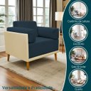 Ver imagem 2 de Poltrona Decorativa para Sala Recepção Consultório Isadora Corino Bege e Suede Azul Marinho