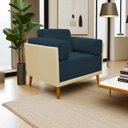 Ver imagem 1 de Poltrona Decorativa para Sala Recepção Consultório Isadora Corino Bege e Suede Azul Marinho