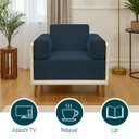 Ver imagem 3 de Poltrona Decorativa para Sala Recepção Consultório Isadora Corino Bege e Suede Azul Marinho
