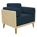 Ver mais imagens de Poltrona Decorativa para Sala Recepção Consultório Isadora Corino Bege e Suede Azul Marinho