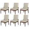 Kit 6 Cadeiras de Jantar Aurora Base Madeira Maciça Estofada Suede Bege - 1