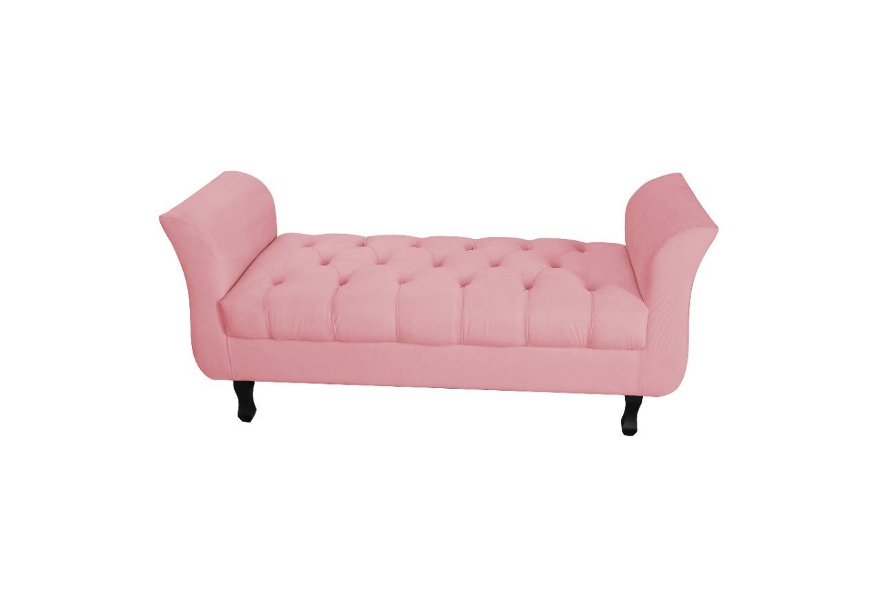 Recamier Calçadeira New Grecia Solteiro 90cm Suede Rosa - 1