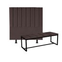 Ver imagem 1 de Kit Cabeceira Carla e Calçadeira Industrial 160cm Queen Size Box Ferro Preto Suede Marrom - Amey Dec