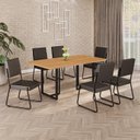 Ver imagem 1 de Conjunto Sala de Jantar Mesa 160x90cm Base Lunna Tampo MDF Napoli Preto