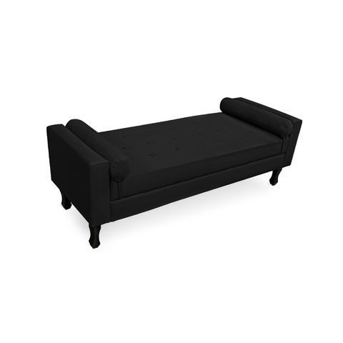 Recamier Calçadeira Fênix Baú Estofado Quarto Queen 160cm Suede Preto