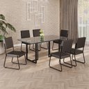 Ver imagem 1 de Conjunto Sala de Jantar Mesa 160x90cm Base Lunna Tampo MDF Laca com Vidro Napoli Preto