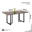 Ver imagem 3 de Conjunto Sala de Jantar Mesa 160x90cm Base Lunna Tampo MDF Laca com Vidro Napoli Preto