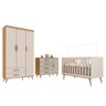 Quarto de Bebê Guarda Roupa Ludmila Cômoda com Fraldário Berço 3 em 1 - 3