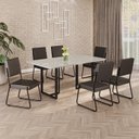 Ver imagem 1 de Conjunto Sala de Jantar Mesa 160x90cm Base Lunna Tampo MDF Laca com Vidro Napoli Preto